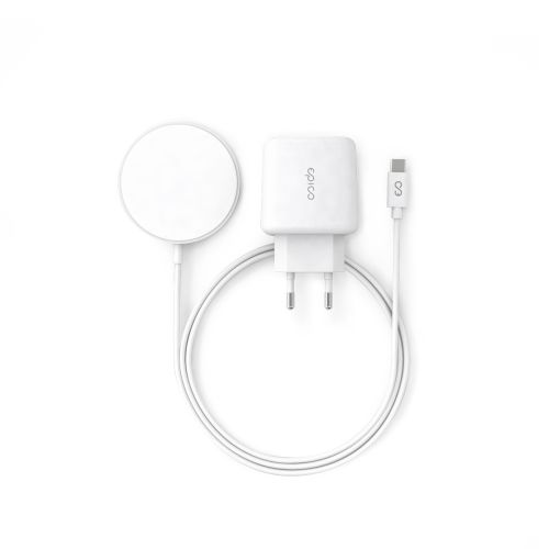 Epico Magnetic Wireless Charging Cable Bundle 7, 5W/15W - With USB-C Cable & 20W PD Charger - white