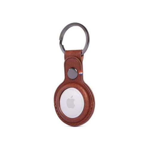 Decoded Leather Keychain for Airtag - Cinnamon Brown