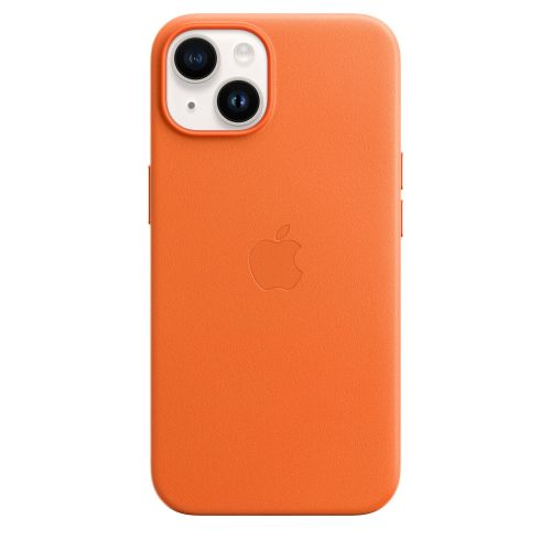 Apple iPhone 14 Leather Case w/MagSafe Orange