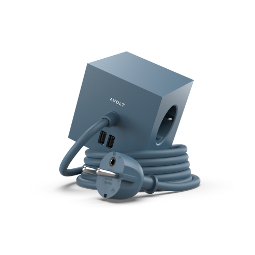 AVOLT Square1 3x Power Extender + 2x USB-A Ocean Blue