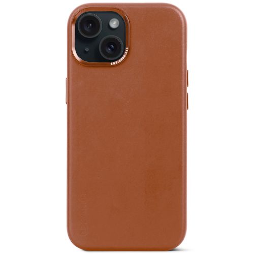 DECODED Leather Case w/MagSafe + Wallet for iPhone 15 Plus - Tan