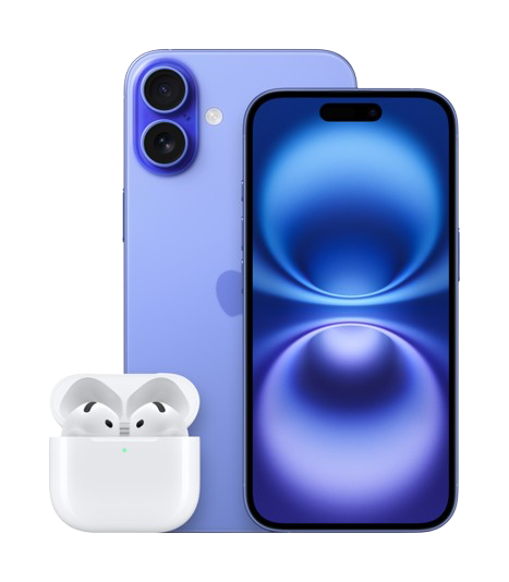 Apple seadmete tootepilt: iPhone 16 Plus, iPhone 16 and AirPods 4